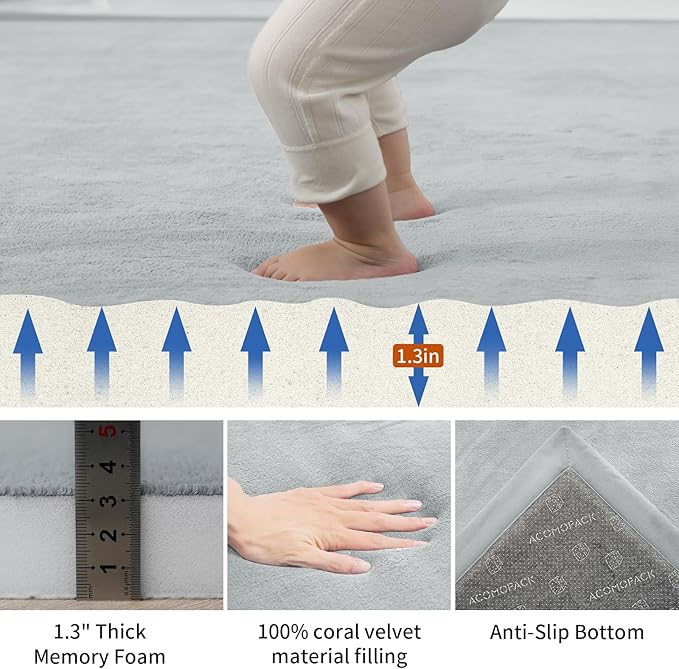 ACOMOPACK Baby Play Mat for Floor, 1.3" Thick Memory Foam Area Rug for Living - Image 2