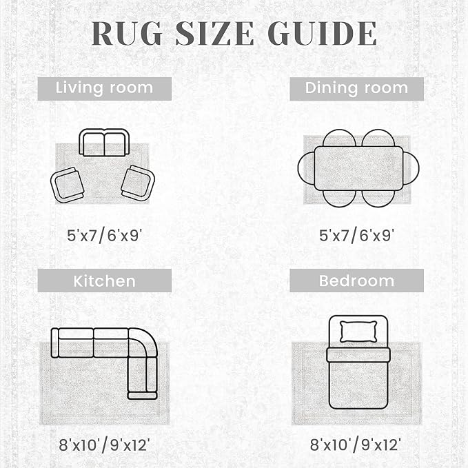 9x12 Area Rugs for Living Room: Washable Large Vintage Floral Rug Low Pile - Image 6