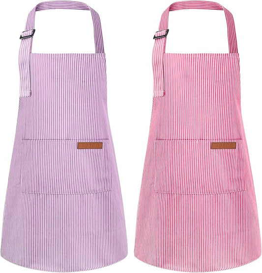 2 Pack Stripes Kids Apron, Kids Cooking Aprons by XLSXEXCL