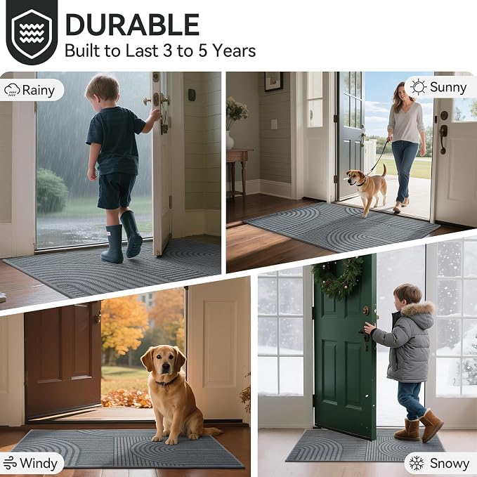 Front Door Mat 17''x30'', Absorbent Dirt Resist Washable Non Slip Low-Profile - Image 9
