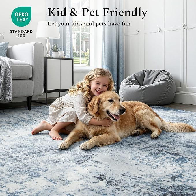 Rugflix 5x7 Area Rugs for Living Room, Washable Large Rug Stain-Resistant Low - Image 5