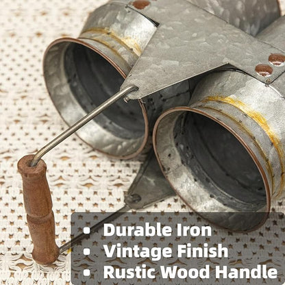 Set of 2 Rustic Galvanized Utensil Holders - Image 4