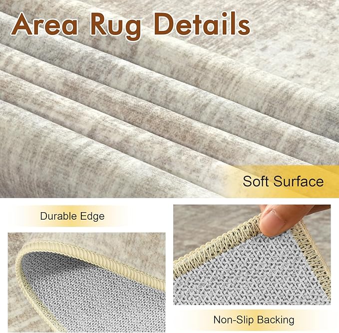 5x7 Ft Area Rugs for Living Room, Soft Non-Slip Washable Rugs Modern Abstract - Image 6