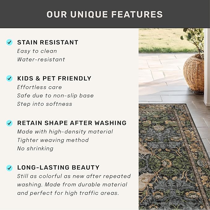 Hazo Haus Vintage Floral Area Rug 5x7 - Image 6