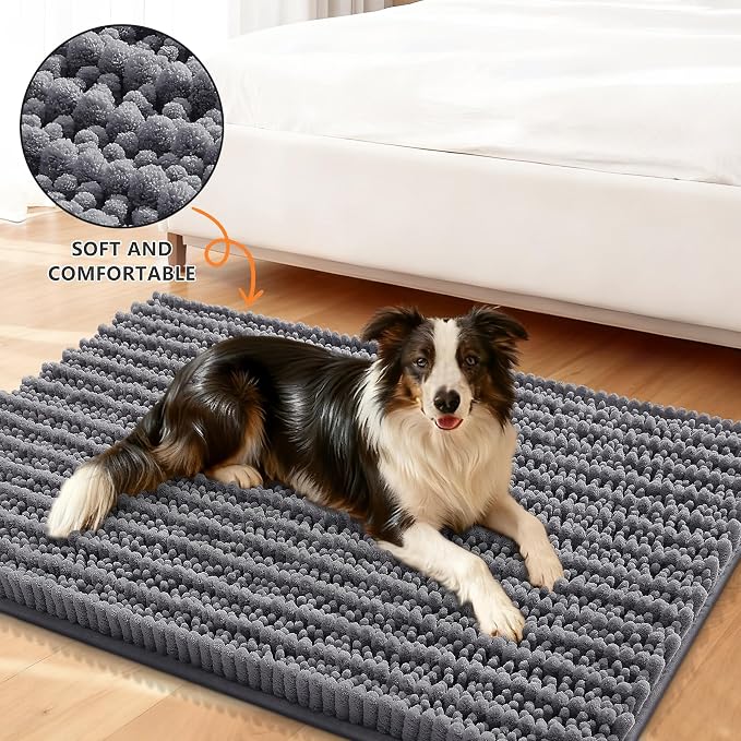 Smiry Dog Door Mat for Muddy Paws 30x20, Absorbent Dirt Trapper, Non-Slip - Image 2