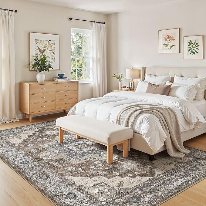 5x7 Area Rugs Living Room: Washable Vintage Rug Large Non-Slip Stain Resistant - Image 5