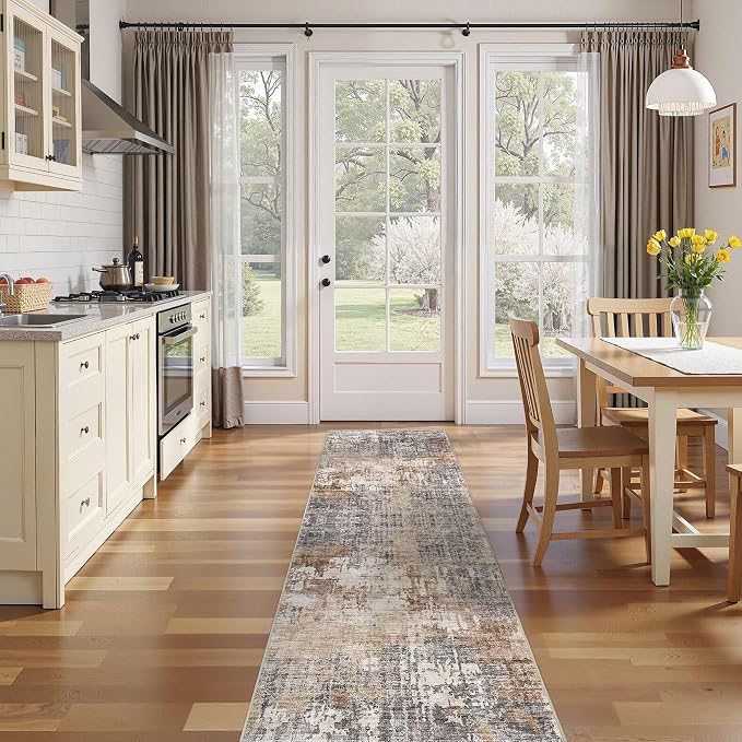 DMOYEST Washable Runner Rug for Hallway: 2.6x10 Neutral Modern Abstract Low - Image 6