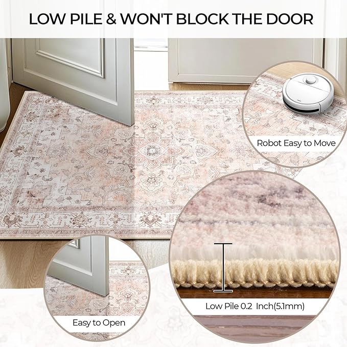 CAPALOCA Machine Washable Rugs Nursery Rug 8x10 Cute Girl Non Slip Low Pile - Image 7