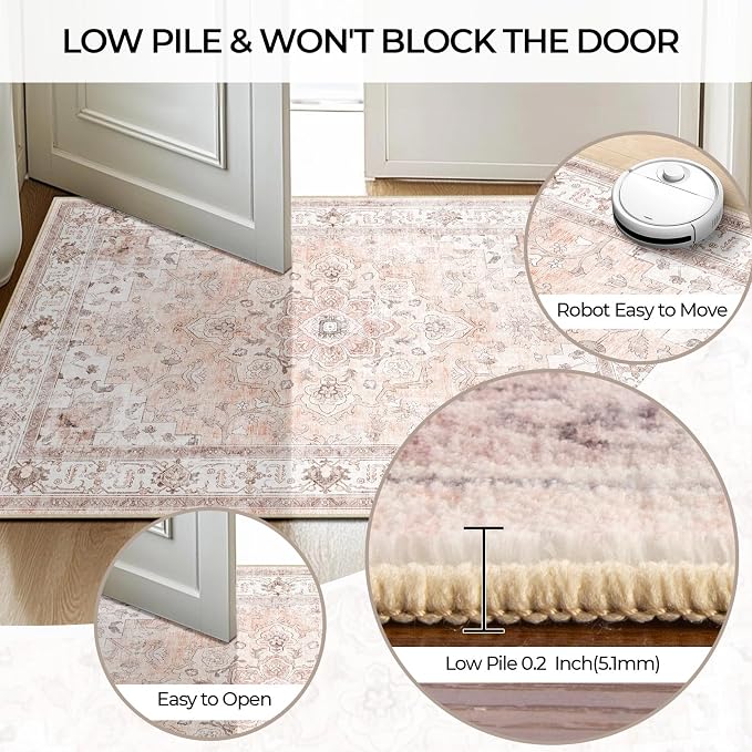 CAPALOCA Machine Washable Rugs Nursery Rug 4ft Cute Girl Non Slip Low Pile - Image 6