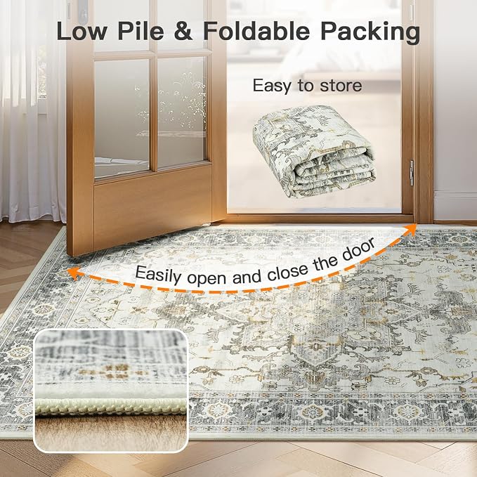 Lofus 5x7 Area Rugs for Living Room, Machine Washable Non-Slip Area Rug - Image 6