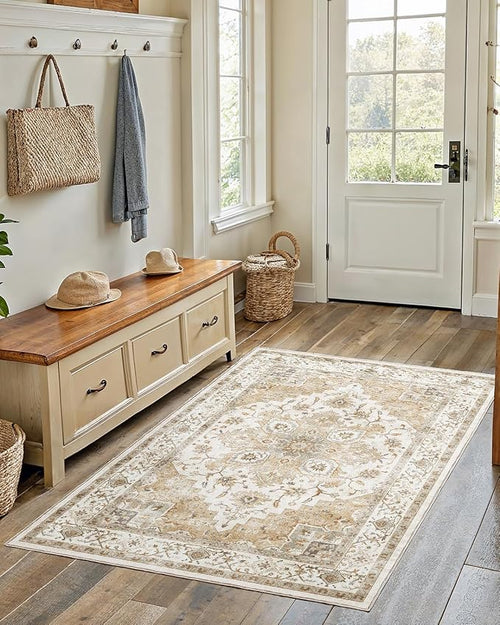 AMADA HOMEFURNISHING 4x6 Washable Area Rug, Low-Profile Entryway Rug by AMADAHOMEFURNISHING