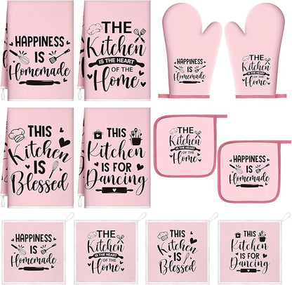 Bencailor 12 Pcs Farmhouse Kitchen Decorations Sets 8 Pink Black Kitchen Dish by Bencailor