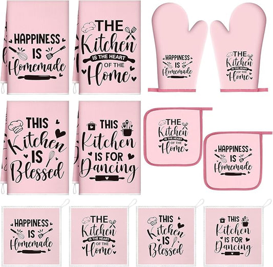 Bencailor 12 Pcs Farmhouse Kitchen Decorations Sets 8 Pink Black Kitchen Dish by Bencailor