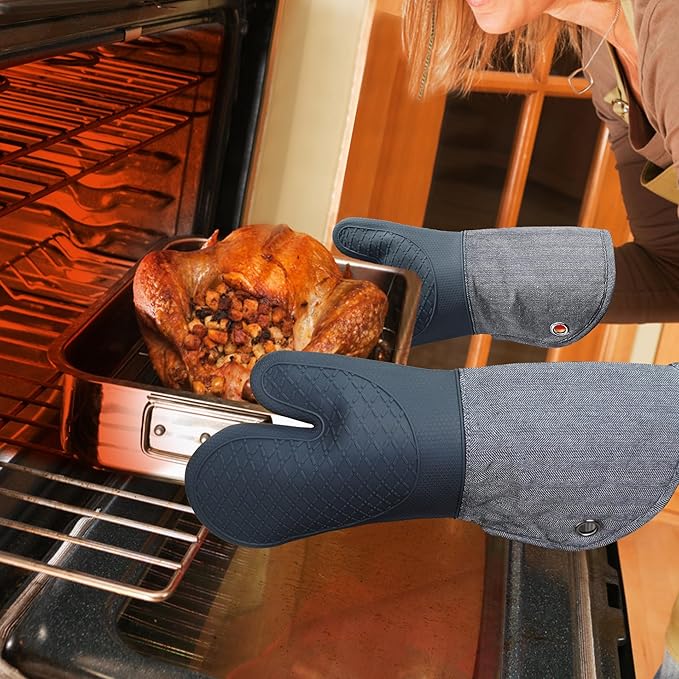 Professional Microwave Silicone Oven Mitts one Pair, Kitchen Mitten Set - Image 7