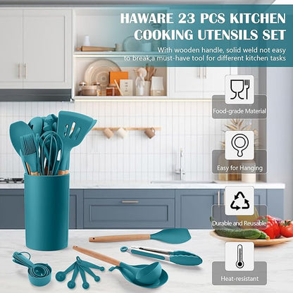 HaWare Kitchen Cooking Utensils Set, 23-Piece Silicone Kitchen Utensils Spatula - Image 3