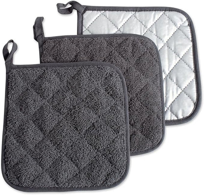 DII Basic Terry Collection Quilted 100% Cotton, Mineral Gray, 3 Piece by DII