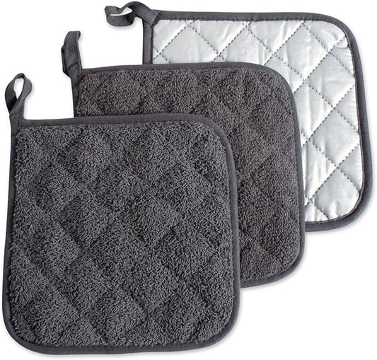 DII Basic Terry Collection Quilted 100% Cotton, Mineral Gray, 3 Piece by DII