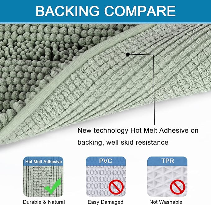 H.VERSAILTEX Bath Rugs for Bathroom Non Slip Bath Mats Extra Thick Chenille - Image 4
