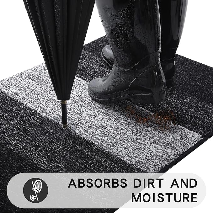 Kitinjoy Indoor Outdoor Door Mat, 54x32 Non-Slip Absorbent Dirt Trapper - Image 2