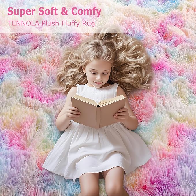 4x6 Soft Fluffy Unicorn Rainbow Rug - Image 8