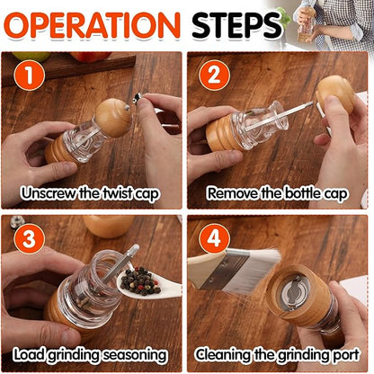 Salt and Pepper Grinder Set, Refillable and Adjustable Grinder - Image 7