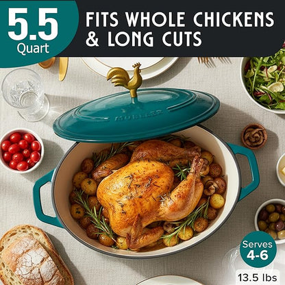 MUELLER HOME 5.5 Quart Enameled Cast Iron Oval Dutch Oven - Image 3