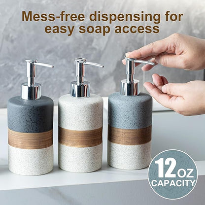 Dish Soap Dispenser Set with Silicone Funnel, Hand Soap, Body Wash, Ceramic - Image 6