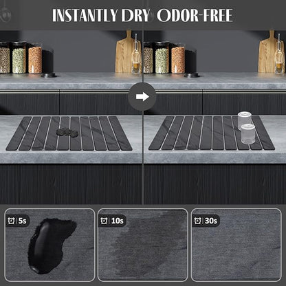 2 PCS Stone Dish Drying Mat for Kitchen Counter, Fast Drying Collapsible Dish - Image 2