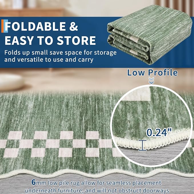 GarveeHome Hallway Runner Rug 2x6 Non Slip Scalloped Washable Rug - Image 4