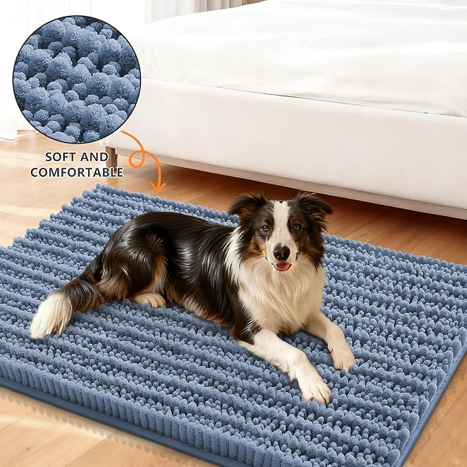 Smiry Dog Door Mat for Muddy Paws 48x30, Absorbent Dirt Trapper, Non-Slip - Image 2