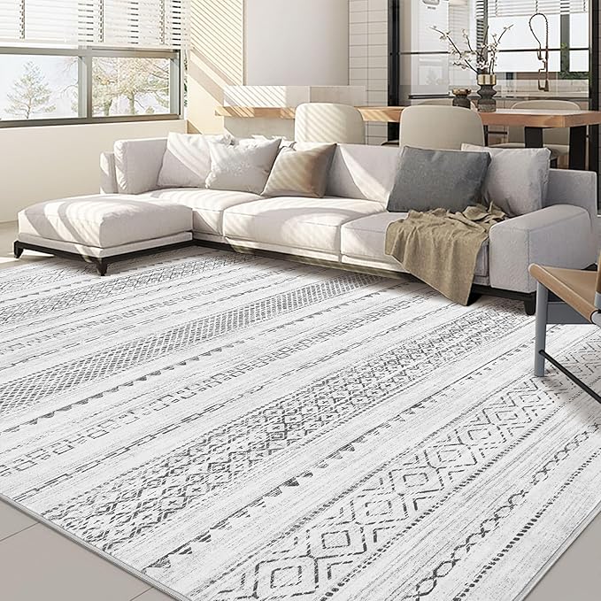 Nakagishi Area Rug Living Room Rugs: 5x7 Machine Washable Boho Large Neutral by NakagishiAreaRug