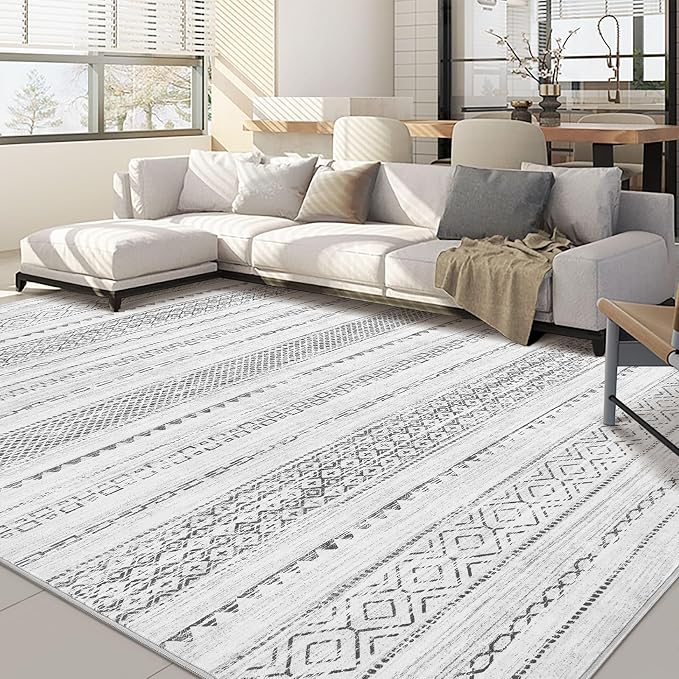 Nakagishi 9x12 Area Rug Living Room: Washable Boho Large Neutral Modern Soft by NakagishiAreaRug
