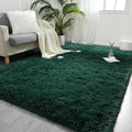 FlyDOIT Large Area Rugs for Living Room, 4x6 Feet Deep-Green Shaggy Rug Fluffy by FlyDOIT
