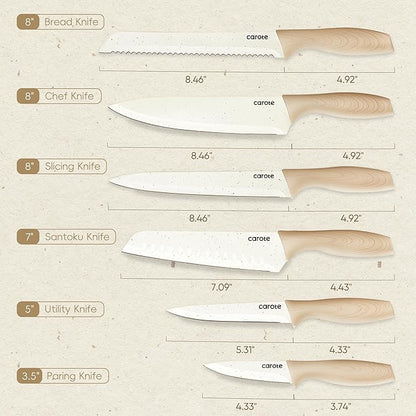 CAROTE 12PCS Knife set with Blade Guards, Granite Nonstick Ceramic Coating - Image 2
