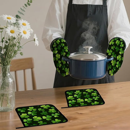 Lucky Clover Oven Mitts and Pot Holders, Patrick's Day Heat Resistant Oven - Image 7