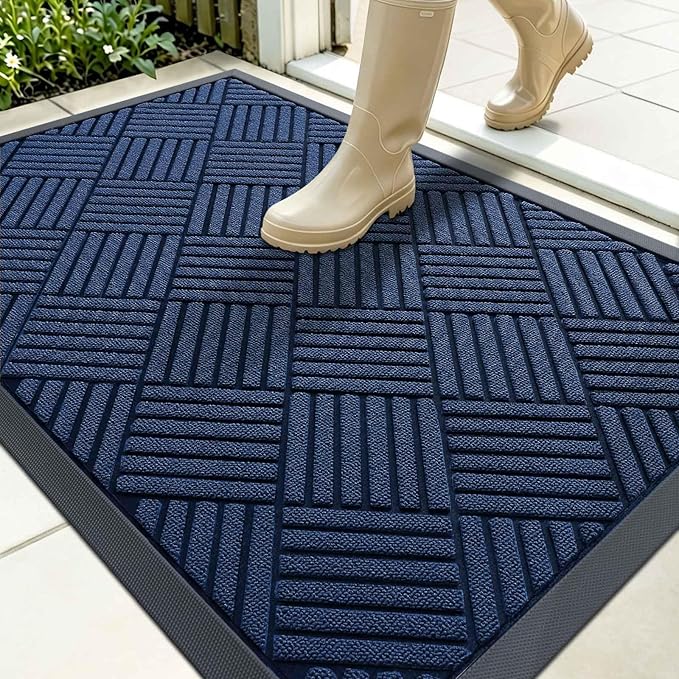 OLANLY Front Door Mat Outside Entrance 35x23, Heavy Duty Sturdy Natural Rubber by OLANLY