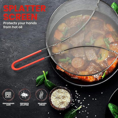 13" Grease Splatter Screen for Cooking | Stainless Steel Oil Splatter Guard and - Image 2