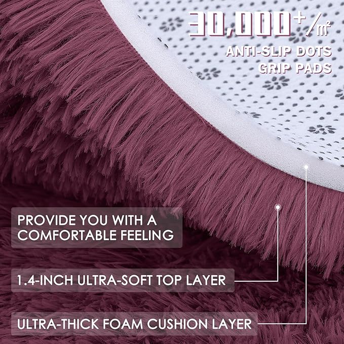 OLANLY 2x3 Machine Washable Small Bedside Rug, Soft Fluffy Shaggy Entryway - Image 8