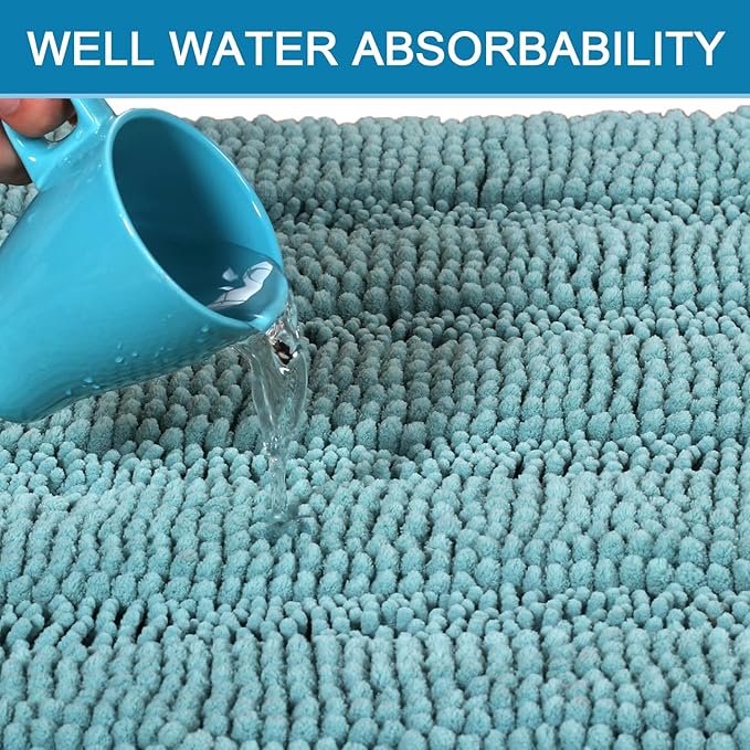 H.VERSAILTEX Bathroom Rugs Bath Mats Sets Super Absorbent Chenille Striped Bath - Image 5