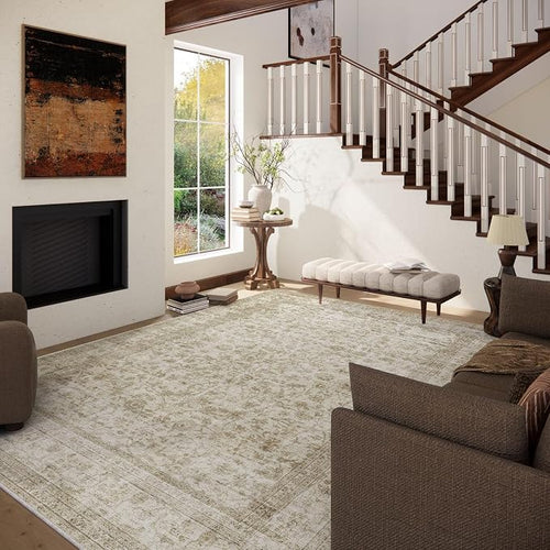 10x14 Area Rug Washable Rugs: Large Living Room Rug Stain Resistant Non Slip - Image 2