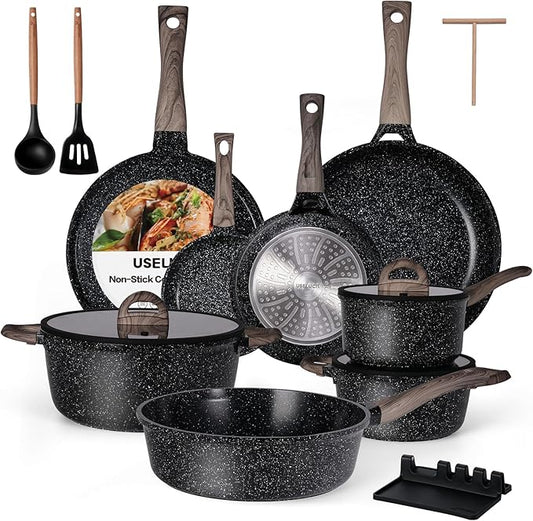 Ceramic Cookware Set 22 Piece Nonstick Pots and Pans Set Non Stick Kitchen by useluck