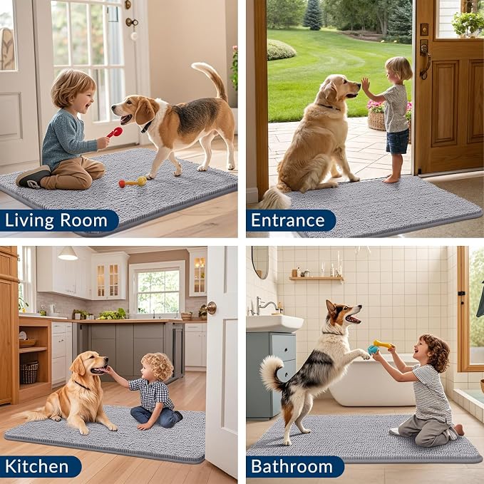 Smiry Dog Door Mat for Muddy Paws 70x24, Absorbent Dirt Trapper, Non-Slip - Image 7