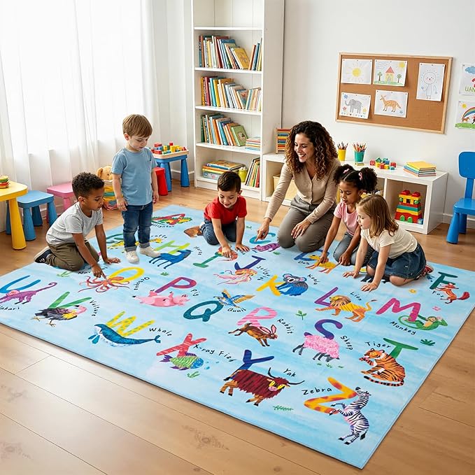 4x6 ABC Classroom Rug for Kids Playroom, Alphabet Rug - Image 3
