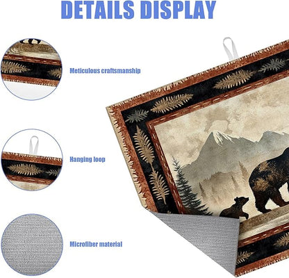 Rustic Bear Dish Drying Mat for Kitchen Counter Wild Animals Drying Pad - Image 3