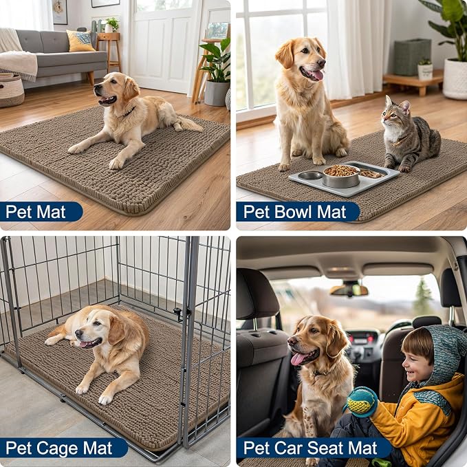 Smiry Dog Door Mat for Muddy Paws 40x24, Absorbent Dirt Trapper, Non-Slip - Image 6