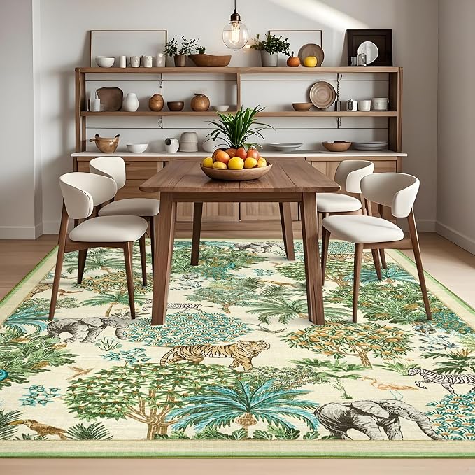 GarveeHome Jungle Animal Print Rug 6x9 Washable Area Rugs - Image 8