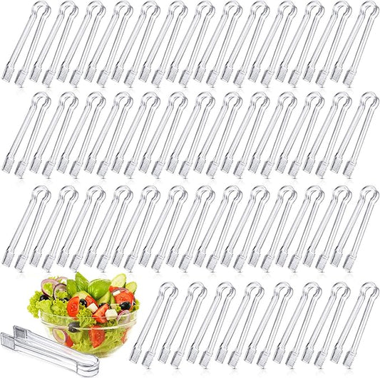 Nuogo 48 Pcs Plastic Buffet Serving Tongs 6.3 Inch One-off Clear Kitchen Tongs by Nuogo