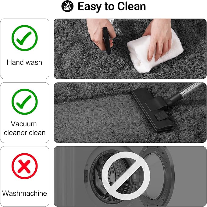 qulint 6x9 Area Rugs for Living Room, Soft Fluffy Grey Rug for Bedroom Shag - Image 4