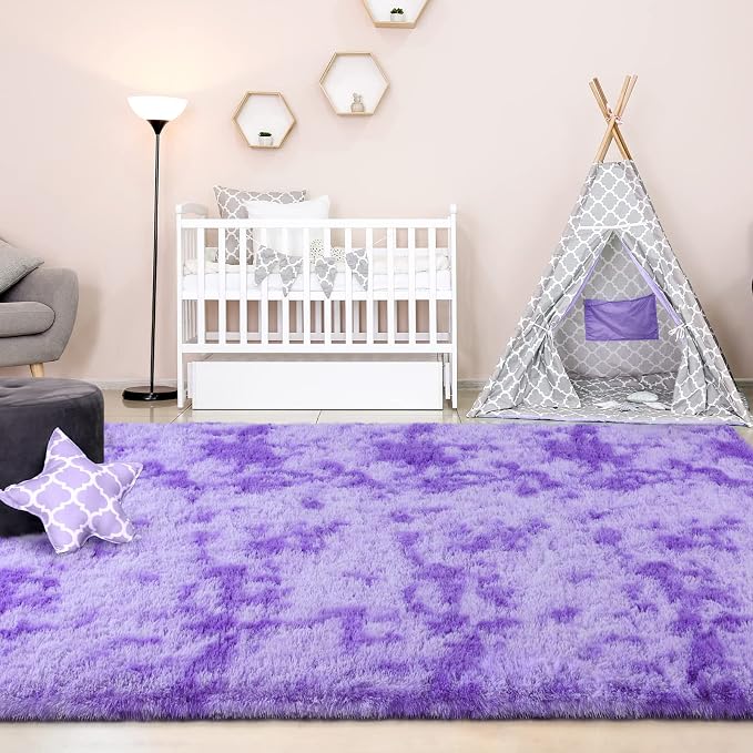 FlyDOIT Purple Tie-Dyed 6x9 Feet Large Rugs - Image 4