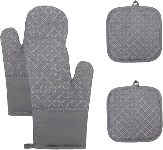 Oven Mitts and Pan Racks 4-Piece Set, Extended Kitchen Oven Mitts and Pan Racks by Unknown
